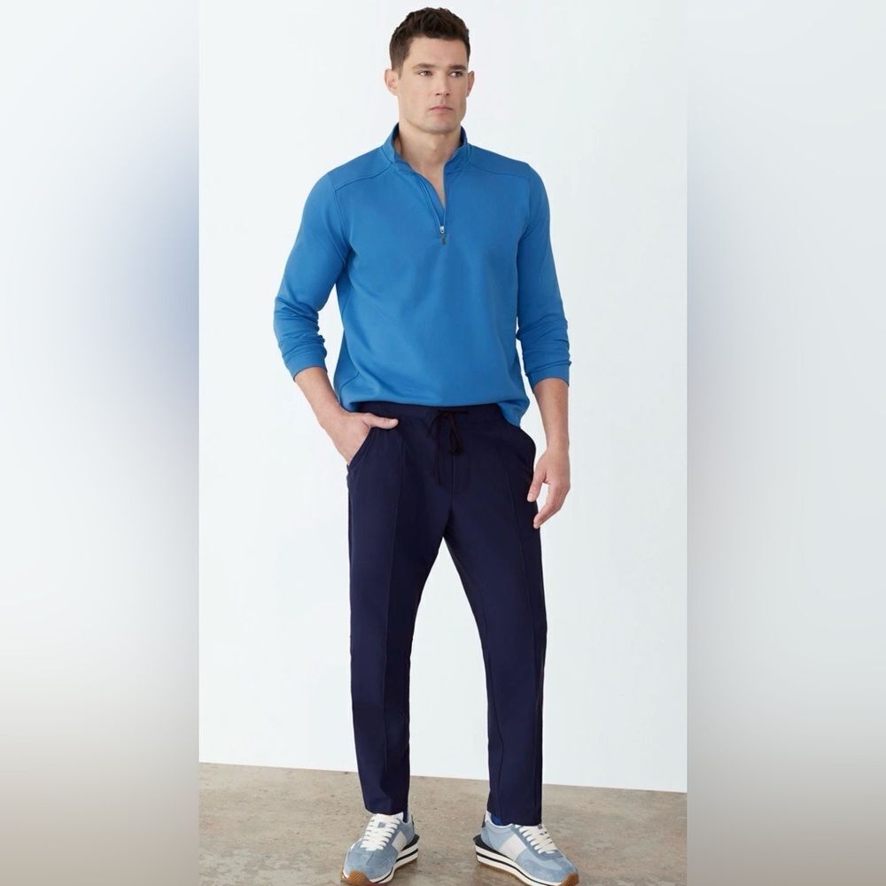 NWT GSTQ Men's Navy Flex Jogger Pants Elastic Waist Drawstring Pockets - Size 36